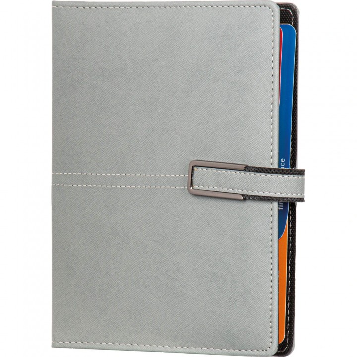 Gri Organizer Ajanda Metal Tokalı Termo Deri 26,5x19 cm